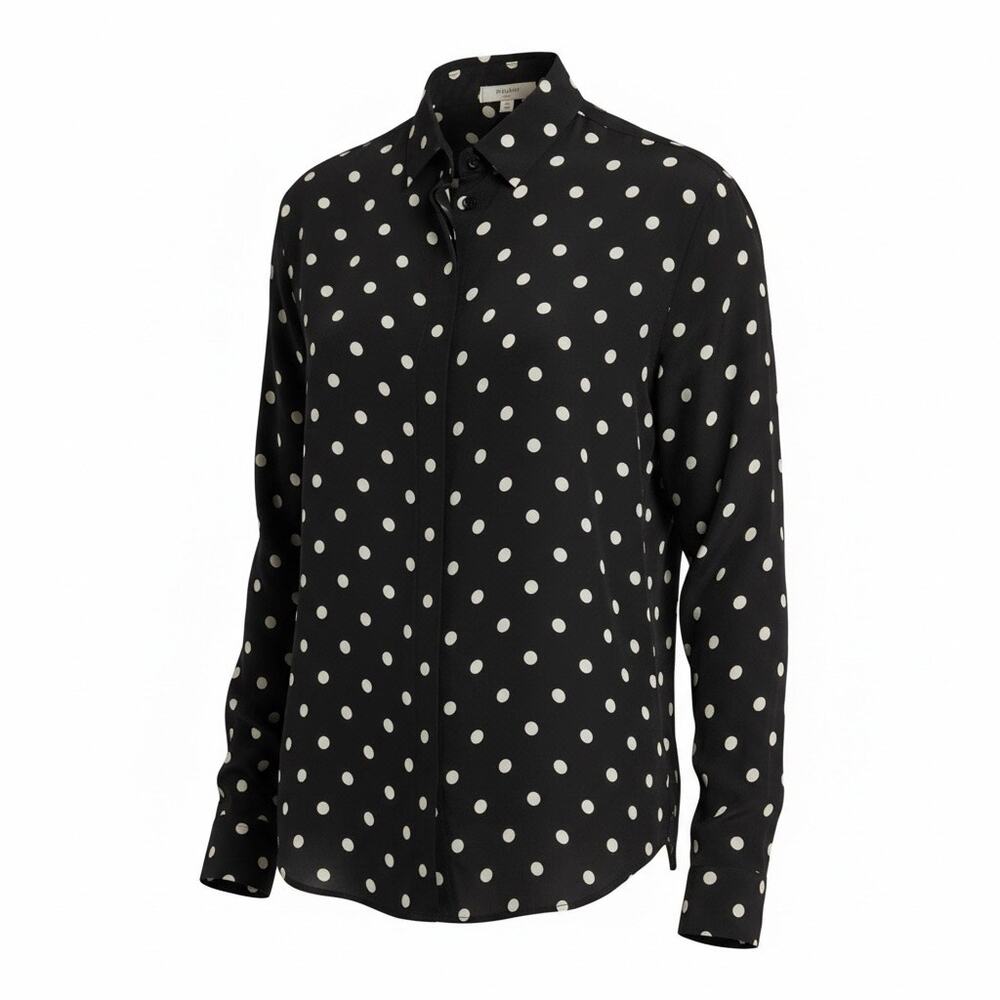 Saint Laurent Classic Collar Silk Crepe Polka Dot Shirt FR 36 '15 Hedi Slimane